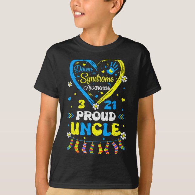 Groovy Proud Down Syndrome Uncle Awareness Matchin T-Shirt (Vorderseite)