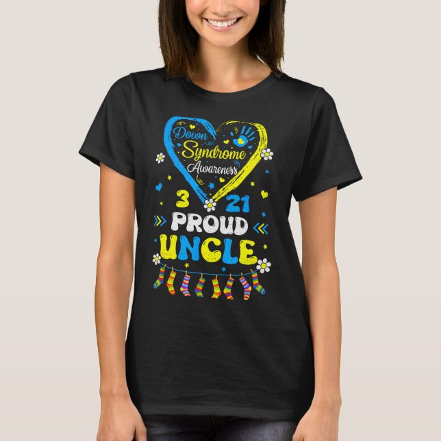 Groovy Proud Down Syndrome Uncle Awareness Matchin T-Shirt (Vorderseite)