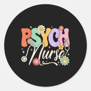 Groovy Psych Nurse Psych Nurse Mental Health Aware Runder Aufkleber