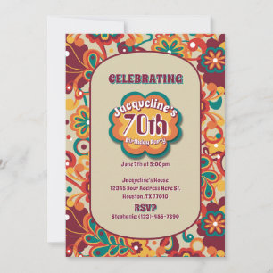 Groovy Psychedelic 60er 70er Floral Birthday Einladung