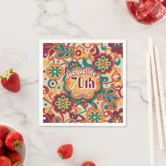 Groovy Psychedelic 60er 70er Floral Birthday Serviette