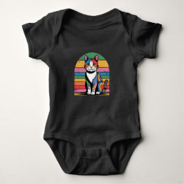 Groovy Psychedelic Cat Retro Baby T - Shirt
