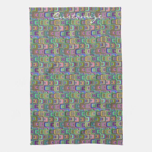 Groovy Psychedelic Hippie-Stil Thunder_Cove Geschirrtuch (Vertikal)
