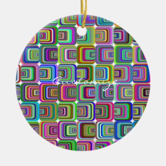Groovy Psychedelic Hippie-Stil Thunder_Cove Keramik Ornament (Vorne)