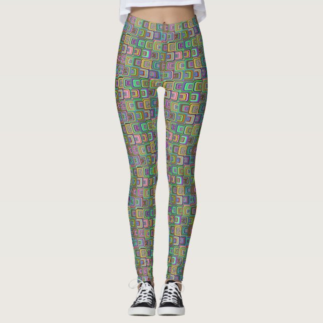 Groovy Psychedelic Hippie-Stil Thunder_Cove Leggings (Vorderseite)