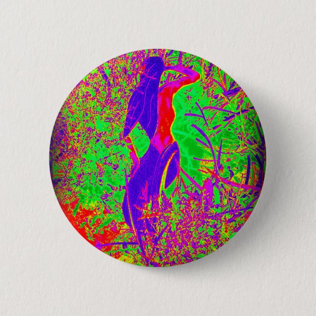 Groovy Psychedelic lila Hippie-Meerjungfrau Button (Vorderseite)