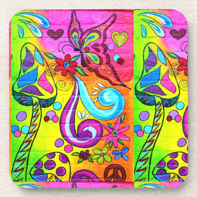 Groovy Psychedelic Magic Pilze Untersetzer (Vorderseite)