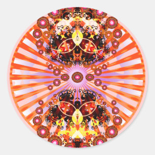 Groovy Psychedelic Mandala Runder Aufkleber