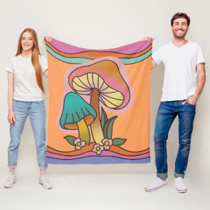 Groovy Psychedelic Mushroom 60er Hippie Retro Fleecedecke