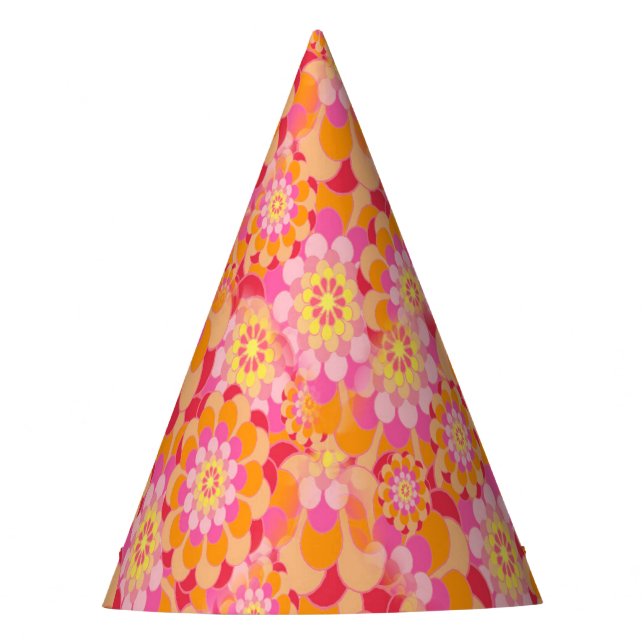 Groovy Psychedelic Pink Orange Hippy Blume Child Partyhütchen (Vorderseite)