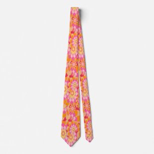 Groovy Psychedelic Pink Orange Hippy Blume Krawatte