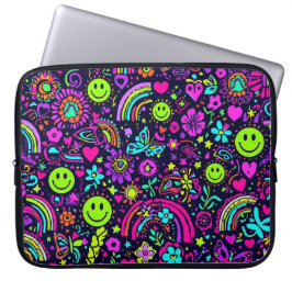 Groovy Psychedelic Smiley Face Laptop Hülle - 70er Laptopschutzhülle