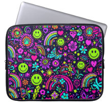 Groovy Psychedelic Smiley Face Laptop Sleeve - 70s