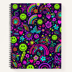 Groovy Psychedelic Smiley Face Notizbuch - Retro 7