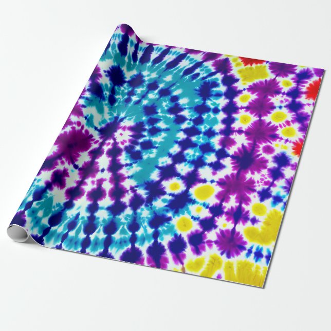 Groovy Psychedelic Spiral Gefärbte Krawatte Batik  Geschenkpapier (Ungerollt)