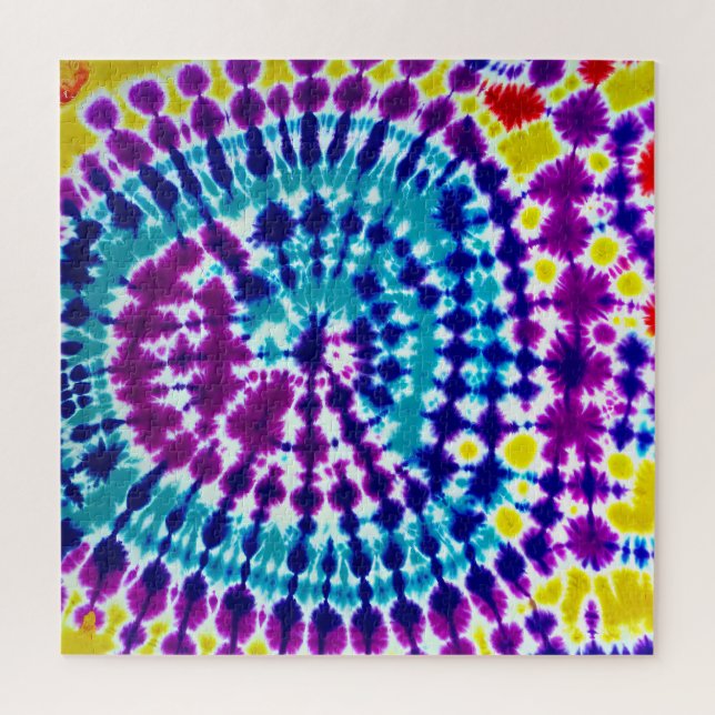 Groovy Psychedelic Spiral Gefärbte Krawatte Batik  Puzzle (Vertikal)