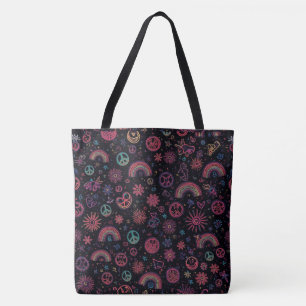 Groovy-Psychedelic-Tasche 70er Regenbogen & Smil