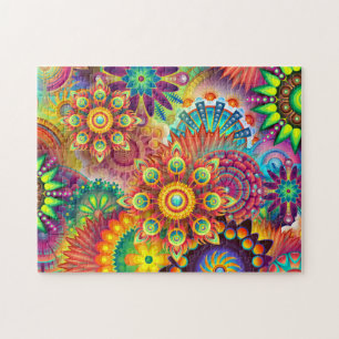 Groovy Psychedlic Kaleidoskop Farben schwierig Puzzle