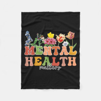 Groovy Psychische Gesundheit Florale psychische Ge Fleecedecke