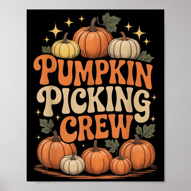 Groovy Pumpkin Cking Crew Matching Family Autumn F Poster (Vorne)