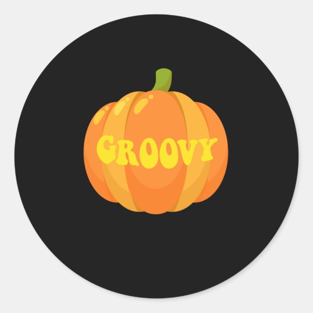 Groovy Pumpkin Retro 60er Runder Aufkleber (Vorderseite)