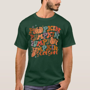 Groovy Pumpkin Season Hello Fall Vibes Retro T-Shirt