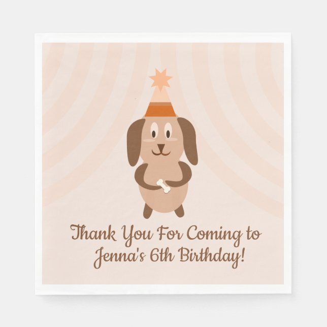 Groovy Puppy Birthday Party Serviette (Vorderseite)