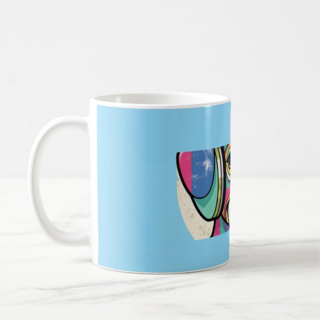 Groovy Puppy: Eine farbenfrohe Kanine Kaffeetasse (Links)