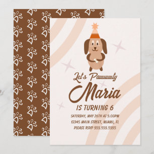 Groovy Puppy Geburtstag Paw-ty Party Tier Einladung