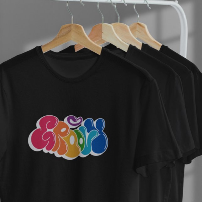 Groovy Quote Happy Retro T-Shirt (Von Creator hochgeladen)
