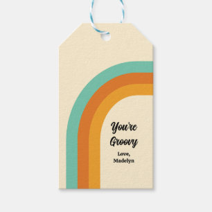 Groovy Rainbow 1970er Jahre Stil Türkis Orange & G Geschenkanhänger