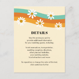 Groovy Rainbow 1970s Style Boho Daisy Wedding Begleitkarte