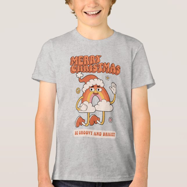 Groovy Rainbow Christmas - Sei hell und fröhlich Tri-Blend Shirt (Vorderseite)