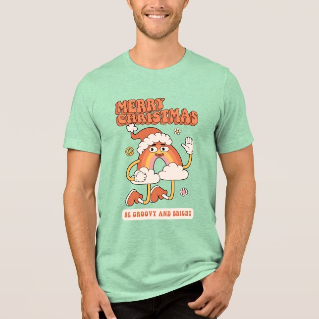 Groovy Rainbow Christmas - Sei hell und fröhlich Tri-Blend Shirt (Vorderseite)