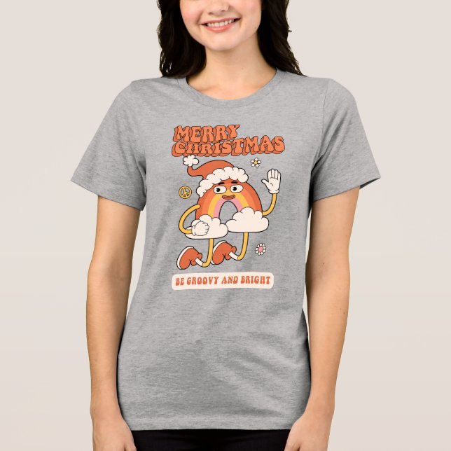 Groovy Rainbow Christmas - Sei hell und fröhlich Tri-Blend Shirt (Vorderseite)