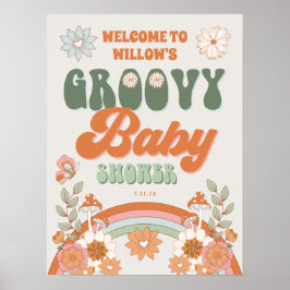 Groovy Rainbow Hippie Baby Dusche Willkommenspende Poster