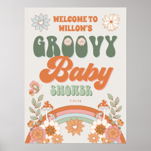 Groovy Rainbow Hippie Baby Dusche Willkommenspende Poster