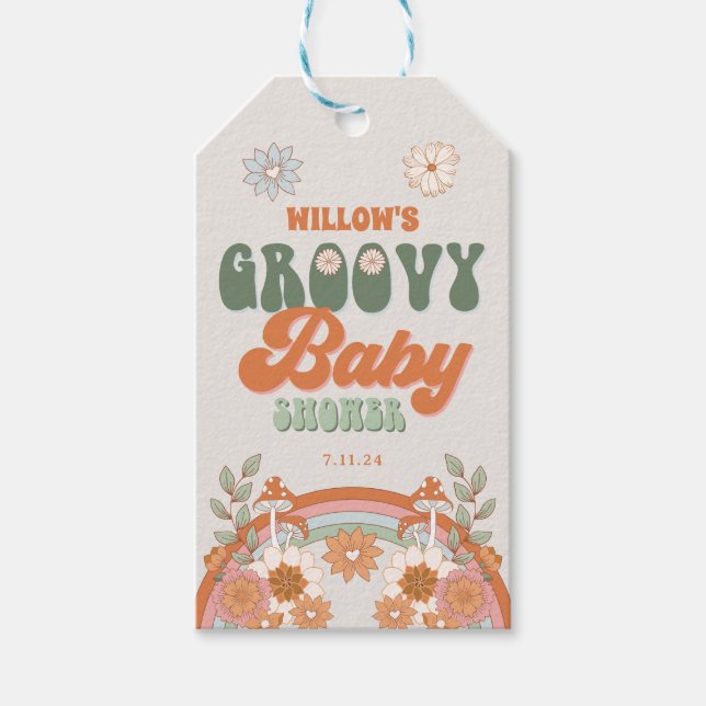 Groovy Rainbow Hippie Baby Shower Favor Geschenkma Geschenkanhänger (Vorderseite)