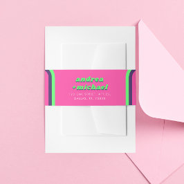 Groovy Rainbow Pink Aquamarin Limoner 70er Retro W Einladungsbanderole