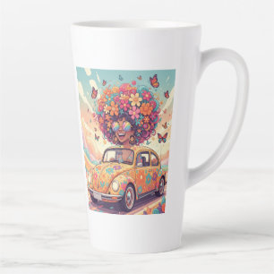 Groovy Rainbow Retro 70er Jahre Boho Flower Power Milchtasse