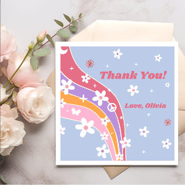 Groovy Rainbow Retro Birthday Party Napkins Serviette