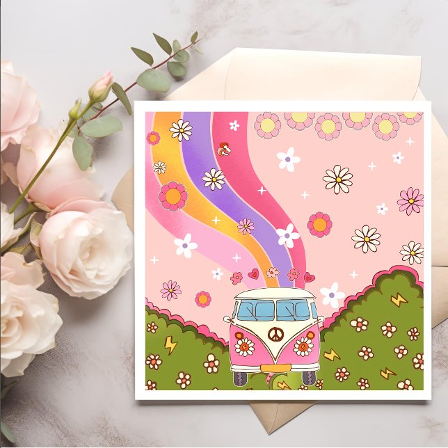 Groovy Rainbow Retro Geburtstagsparty Serviette (Von Creator hochgeladen)