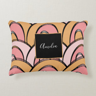 Groovy Rainbows Muster Orange Pink Dekokissen