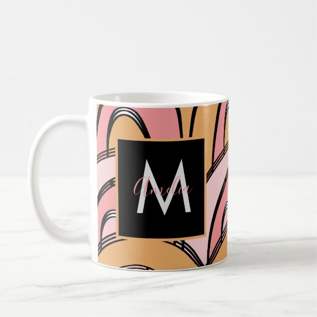 Groovy Rainbows Muster Orange Pink Kaffeetasse (Links)