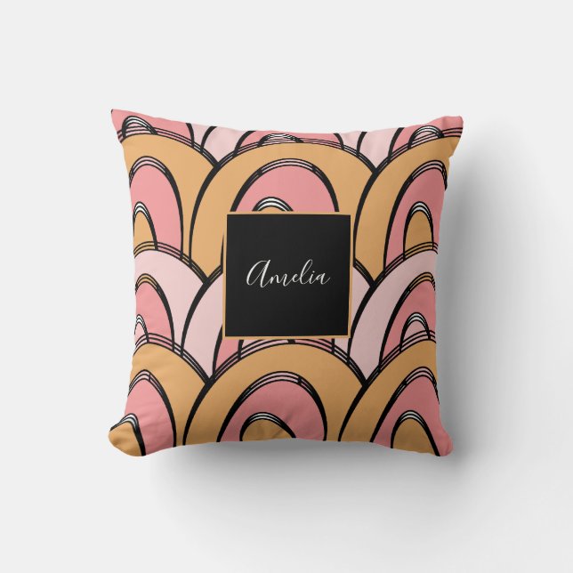 Groovy Rainbows Muster Orange Pink Kissen (Vorderseite)