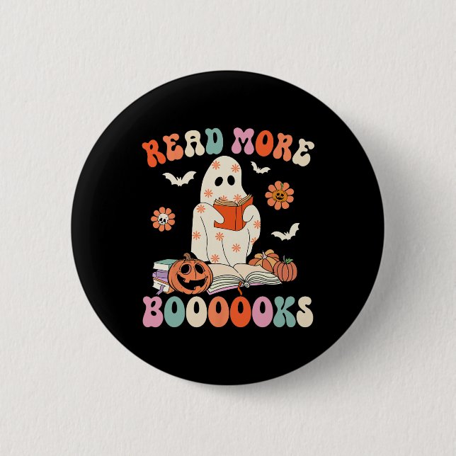 Groovy Read more Bücher Niedlich Ghost Boo Funny H Button (Vorderseite)