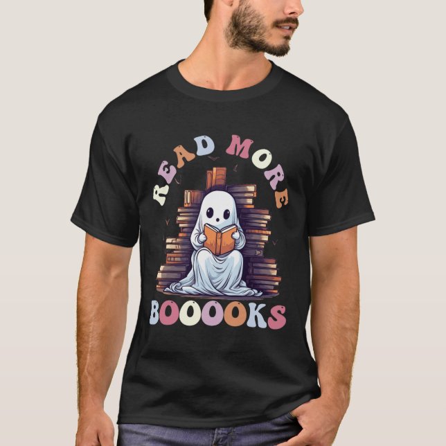 Groovy Read more Bücher Niedlich Ghost Funny Teach T-Shirt (Vorderseite)