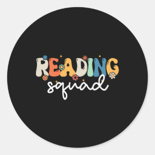 Groovy Reading Squad Girls Boys Niedlich Reading T Runder Aufkleber
