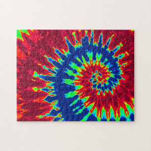 Groovy Red and Navy Blue Gefärbte Krawatte Spiral Puzzle