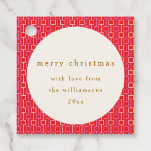 Groovy Red Pink Retro Niedlicher Individuelle Name Geschenkanhänger